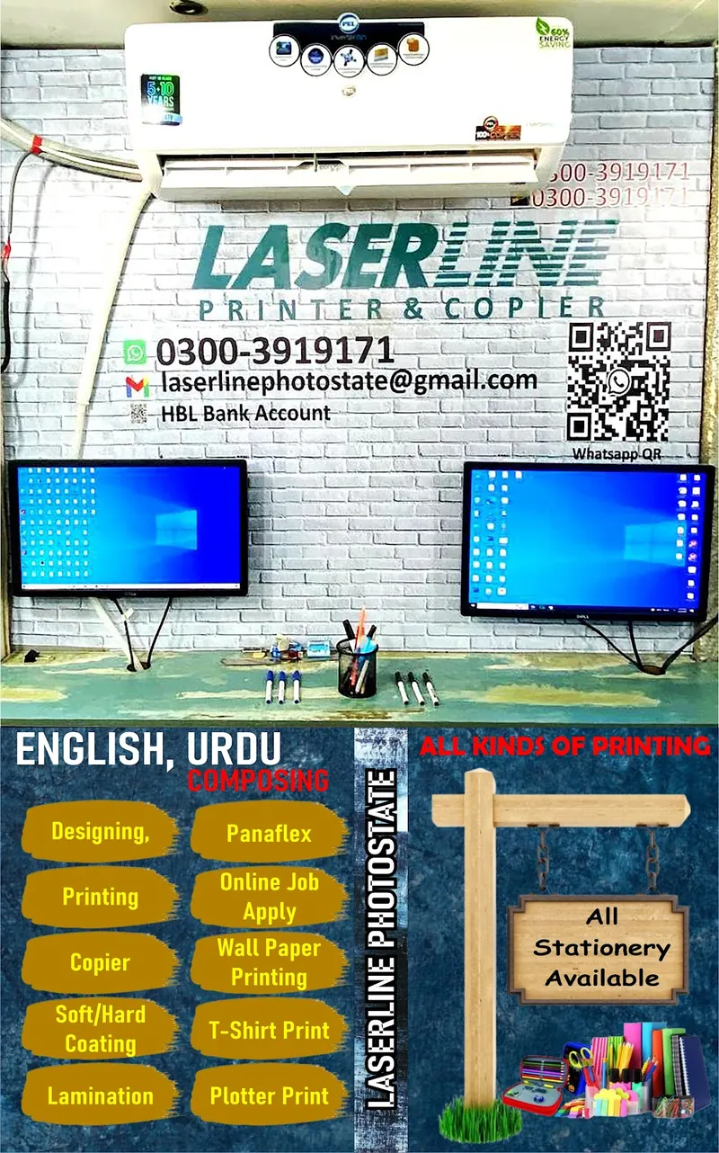 The Laserline services board inside the shop